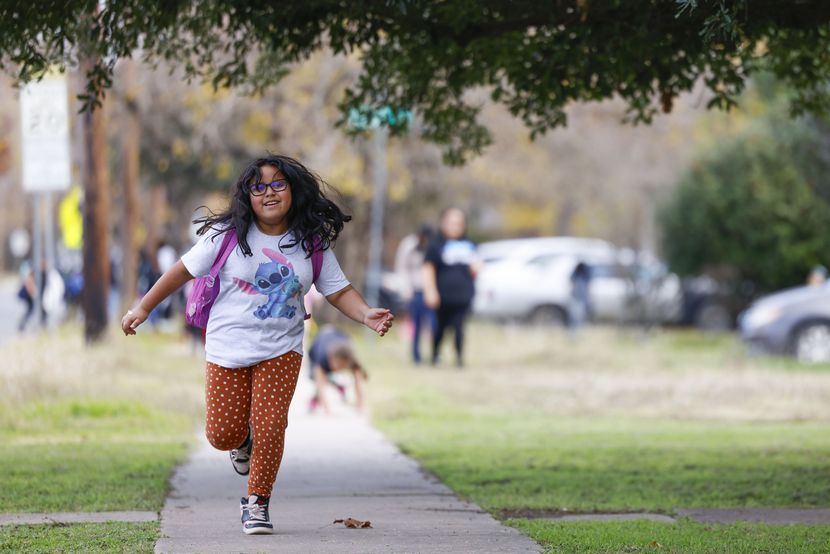 Webb Elementary student Evelyn Balderas runs towards La Tiendita for her after-school snack...