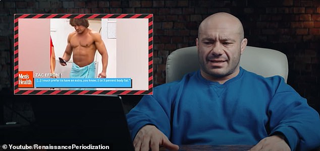 Podcast host Dr Mike Israetel, a professor of exercise and sport science at Leman College in New York City , posted a video in March where he examined Zac Efron's diet and fitness routine