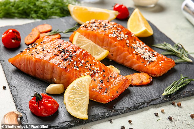 Oily fish such as salmon is an excellent source of omega-3, a type of fat that helps relax blood vessels and bring down blood pressure