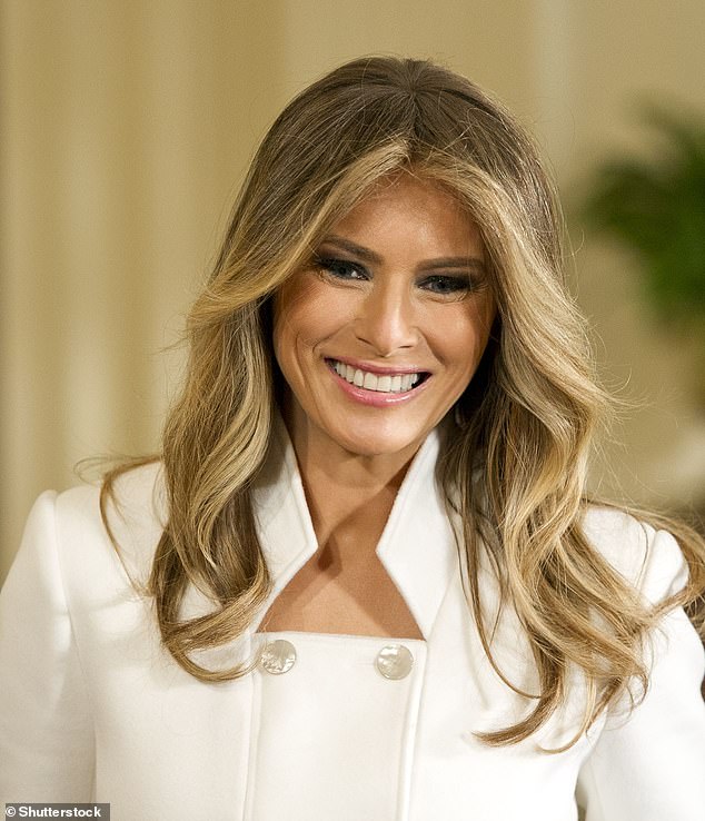 Less than a month later, the First Lady had settled into her new role, with her famous bangs highlights framing her natural makeup