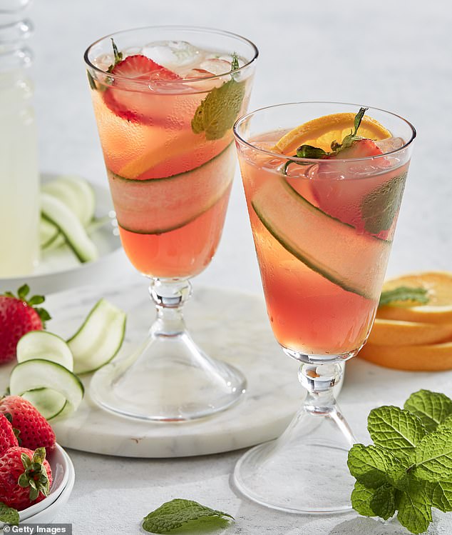 A frozen Pimm's Cup is made with berries, cucumbers, mint and gin-based liquor (stock image)