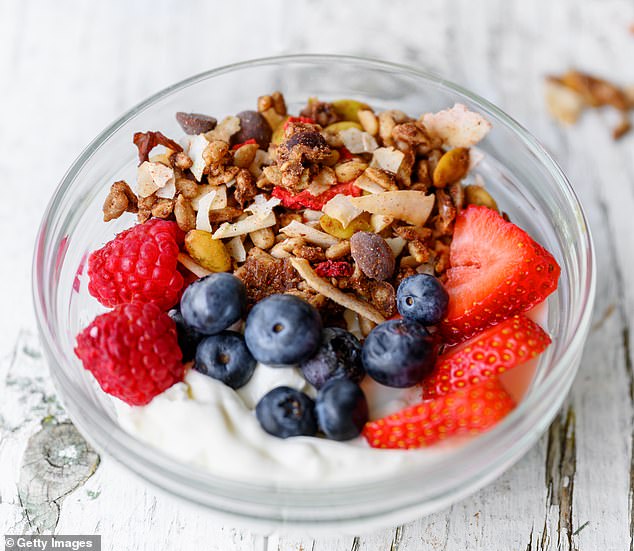 A typical race day breakfast for Ben would granola, yoghurt and fruit