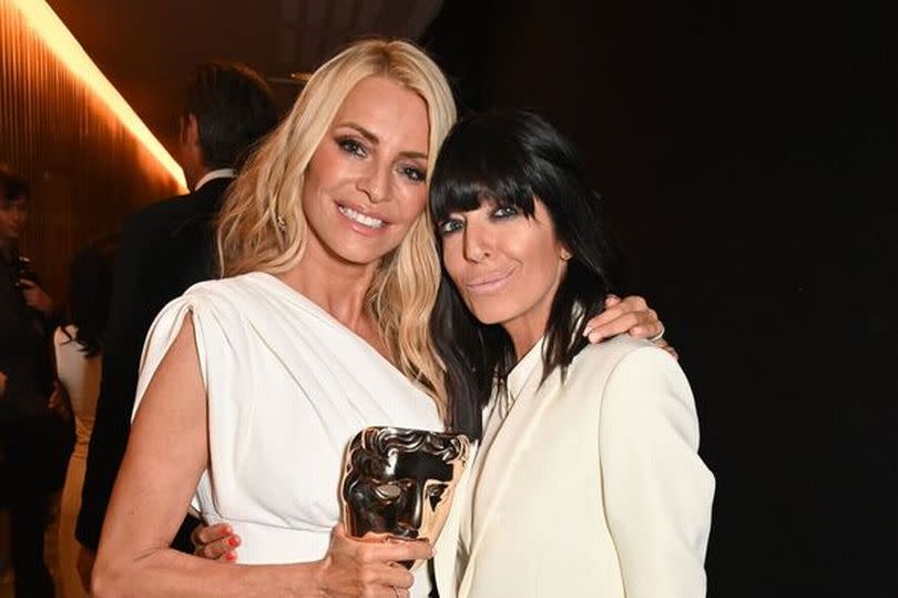 2024 BAFTA Television Awards With P&O Cruises - Backstage - LONDON, ENGLAND - MAY 12: Tess Daly and Claudia Winkleman pose backstage with the Entertai