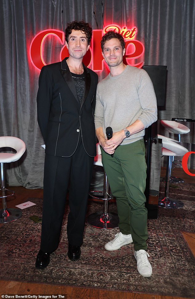 The Irish actor, 42, has taken on the role of an ambassador for the drinks brand with the campaign encouraging fans to proudly take ownership of their unique tastes (pictured with Nick Grimshaw)