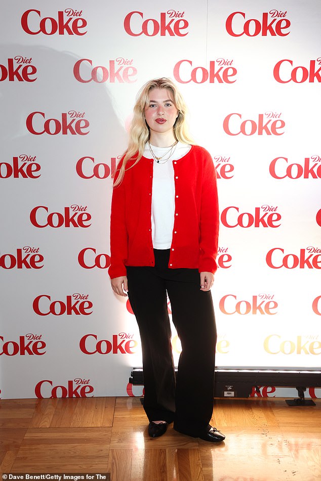 Anais Gallagher was one of the celebrity guests in attendance and donned a red cardigan with a plain white T-shirt and black trousers