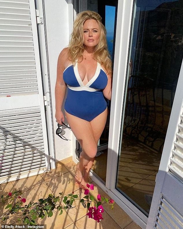 Emily Atack revealed she doesn't diet and has put on weight since giving birth as she hit out at the pressure to snap back after pregnancy (pictured in September)