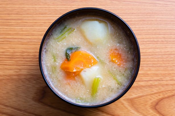 Japanese traditional food, miso soup using vegetables