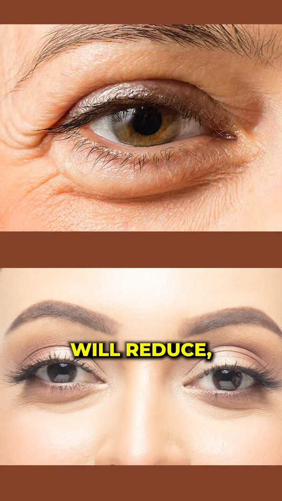 Before and after images showing reduced eye puffiness after eliminating sugar.