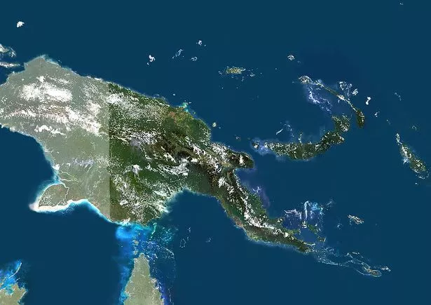 Satellite view of Papua New Guinea